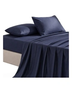 Giselle Single 500TC Cotton 4PC Sheet Set 40cm Deep Pocket Sateen Navy Blue