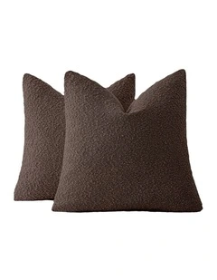 GIOIA CASA Boucle European Pillowcases in Brown 2 Pack
