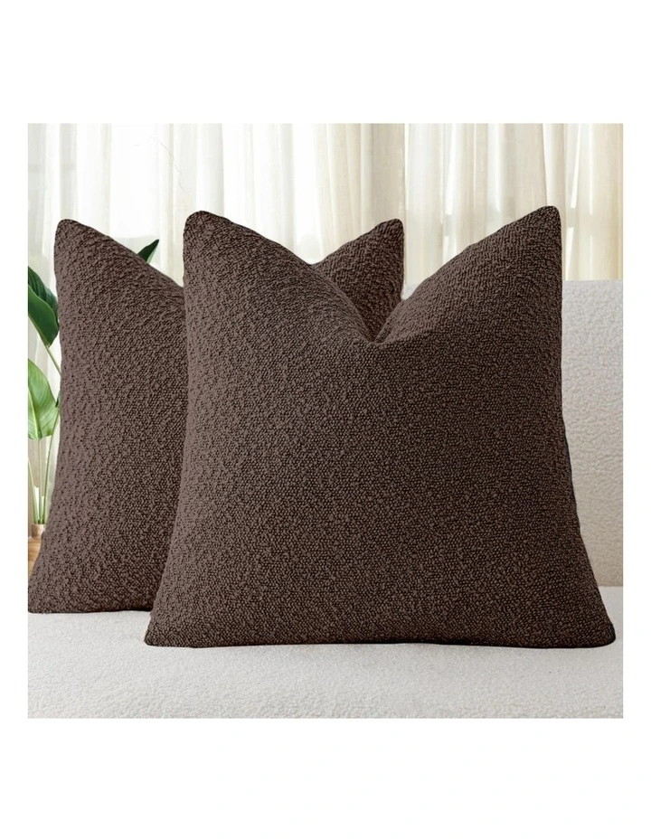 GIOIA CASA Boucle European Pillowcases in Brown 2 Pack image 2
