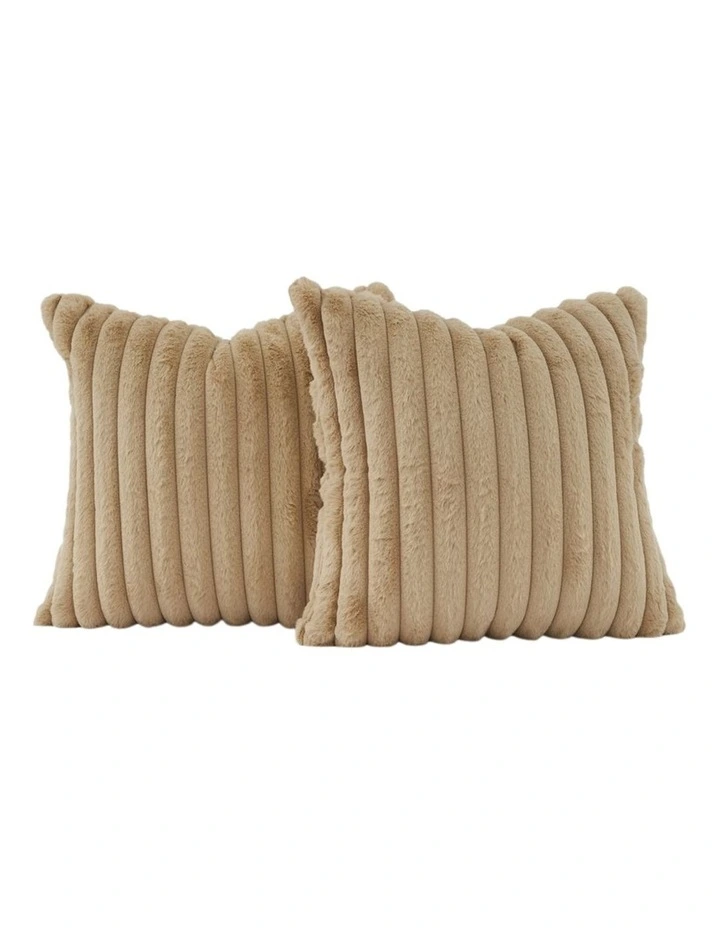 GIOIA CASA Faux Fur European Pillowcases in Natural 2 Pack image 1