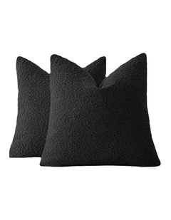 GIOIA CASA Boucle European Pillowcases in Black 2 Pack