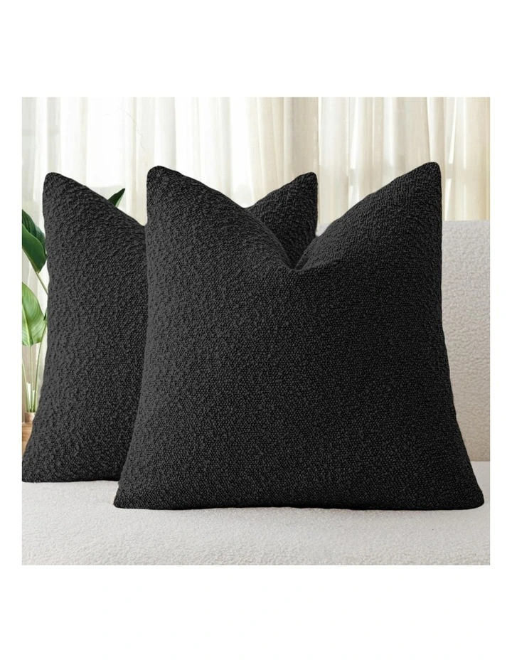 GIOIA CASA Boucle European Pillowcases in Black 2 Pack image 2