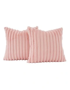 GIOIA CASA Faux Fur European Pillowcases in Pink 2 Pack