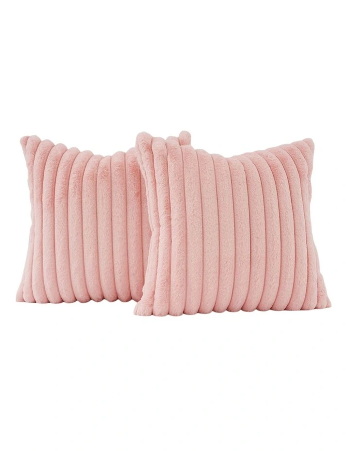 GIOIA CASA Faux Fur European Pillowcases in Pink 2 Pack image 1