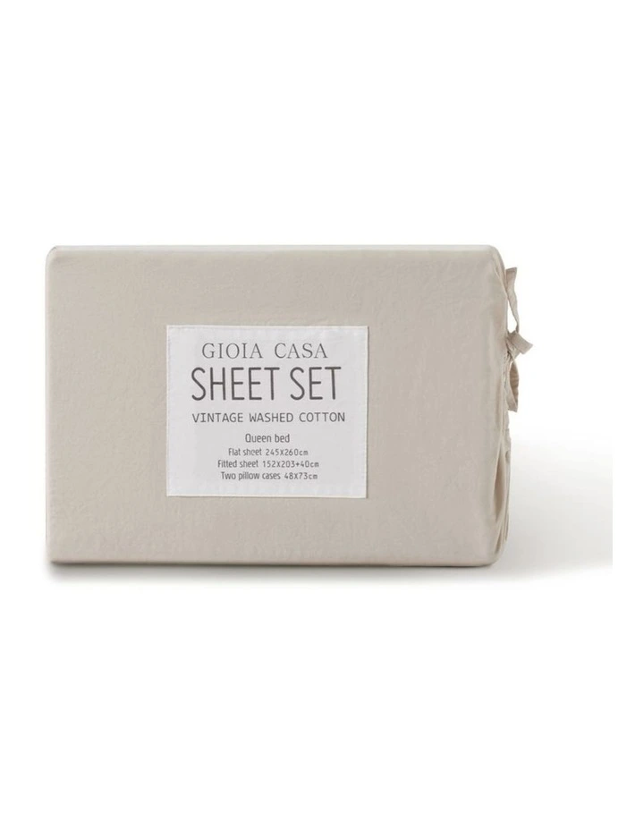 GIOIA CASA Vintage Washed Cotton Sheet Set in Natural image 5