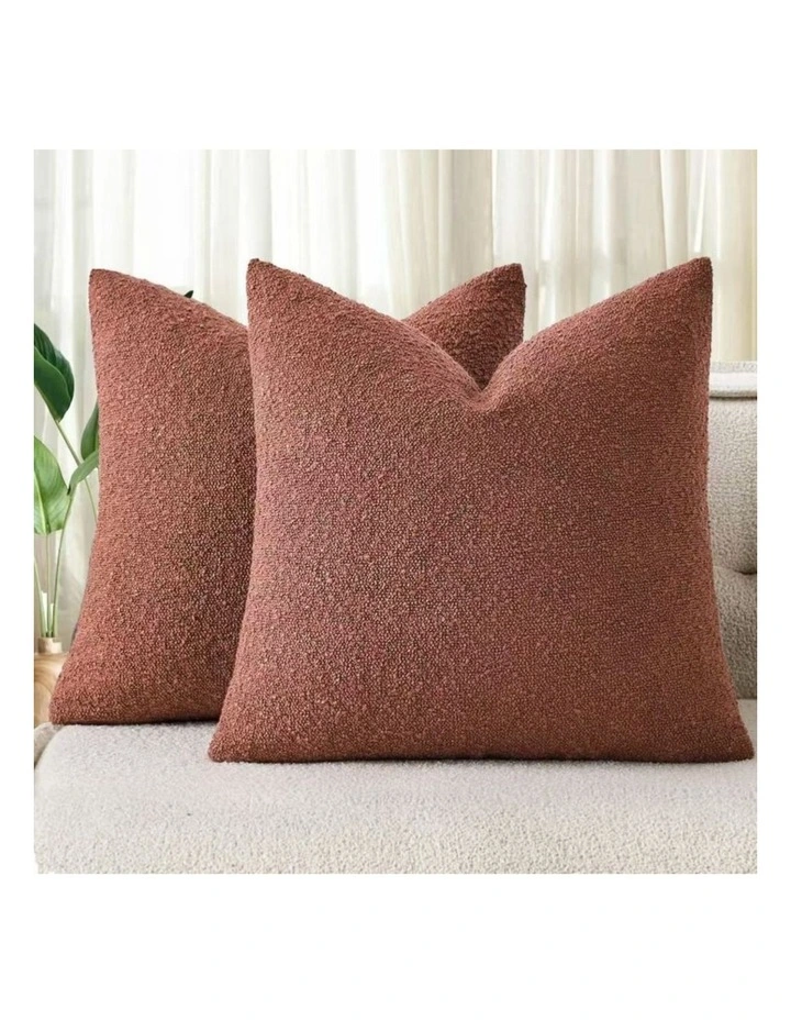 GIOIA CASA Boucle European Pillowcases in Brick 2 Pack image 2