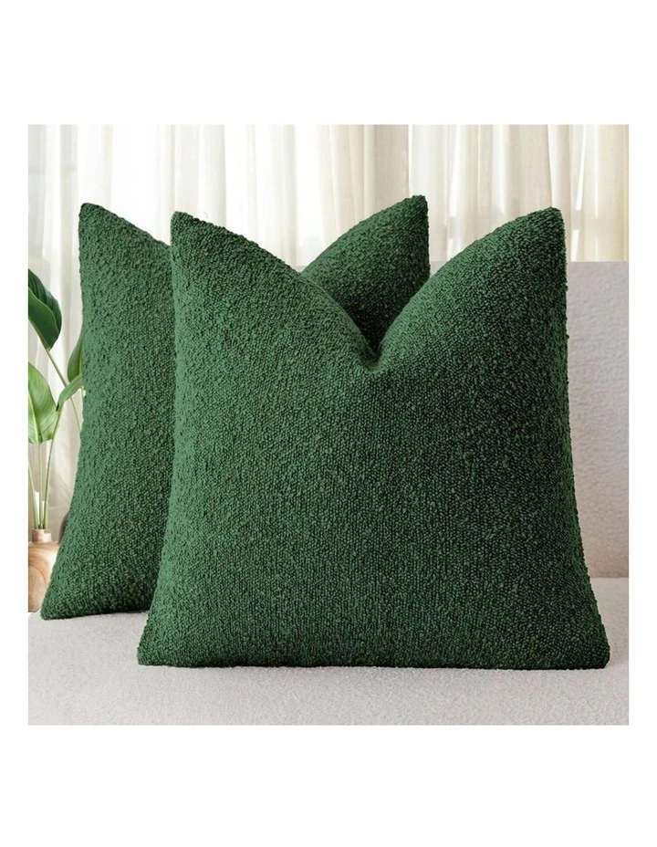 GIOIA CASA Boucle European Pillowcases in Forest Green 2 Pack image 2