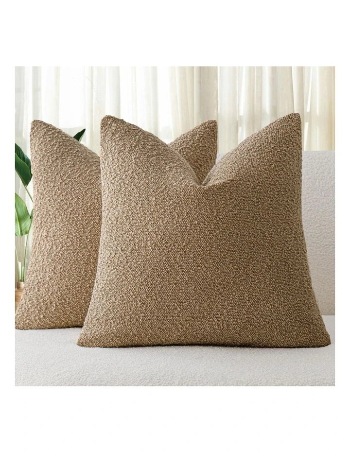 GIOIA CASA Boucle European Pillowcases in Camel 2 Pack image 2
