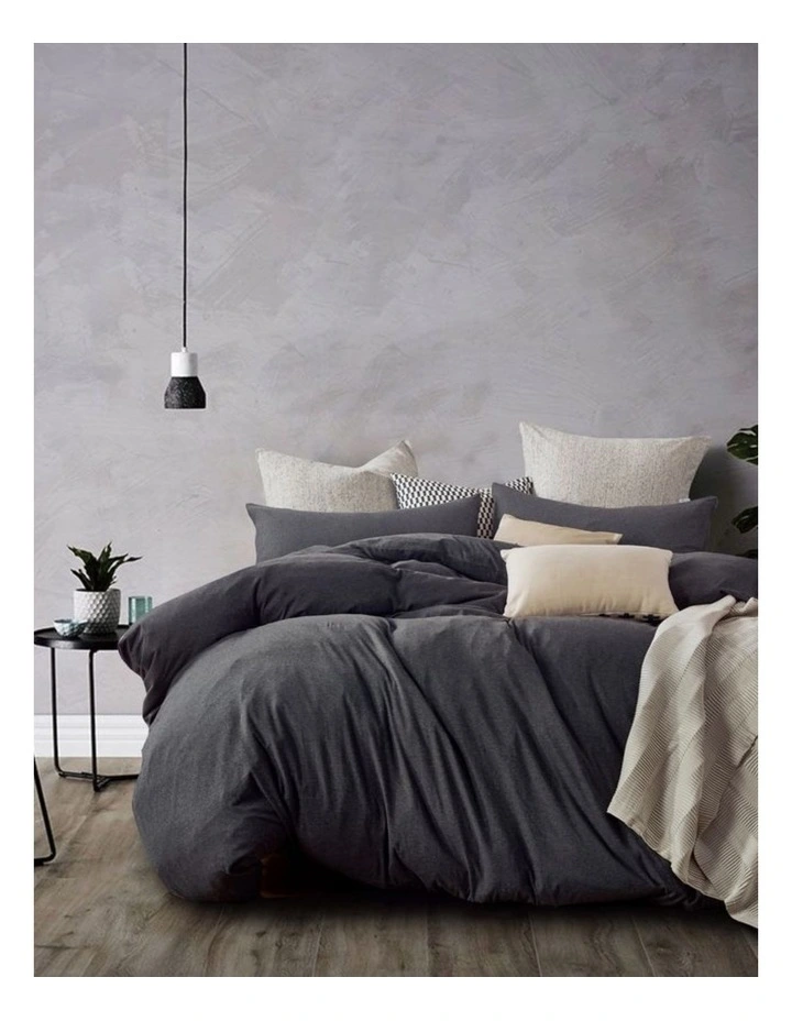 GIOIA CASA Jersey Cotton Quilt Cover Set in Black Marble image 1