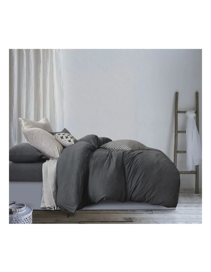 GIOIA CASA Jersey Cotton Quilt Cover Set in Black Marble image 2
