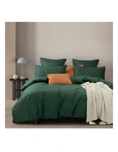 GIOIA CASA Vintage Washed Cotton Quilt Cover Set in Forest Green