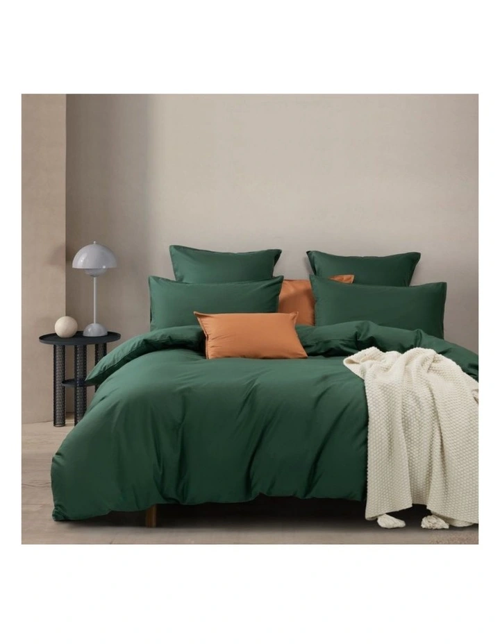 GIOIA CASA Vintage Washed Cotton Quilt Cover Set in Forest Green image 1
