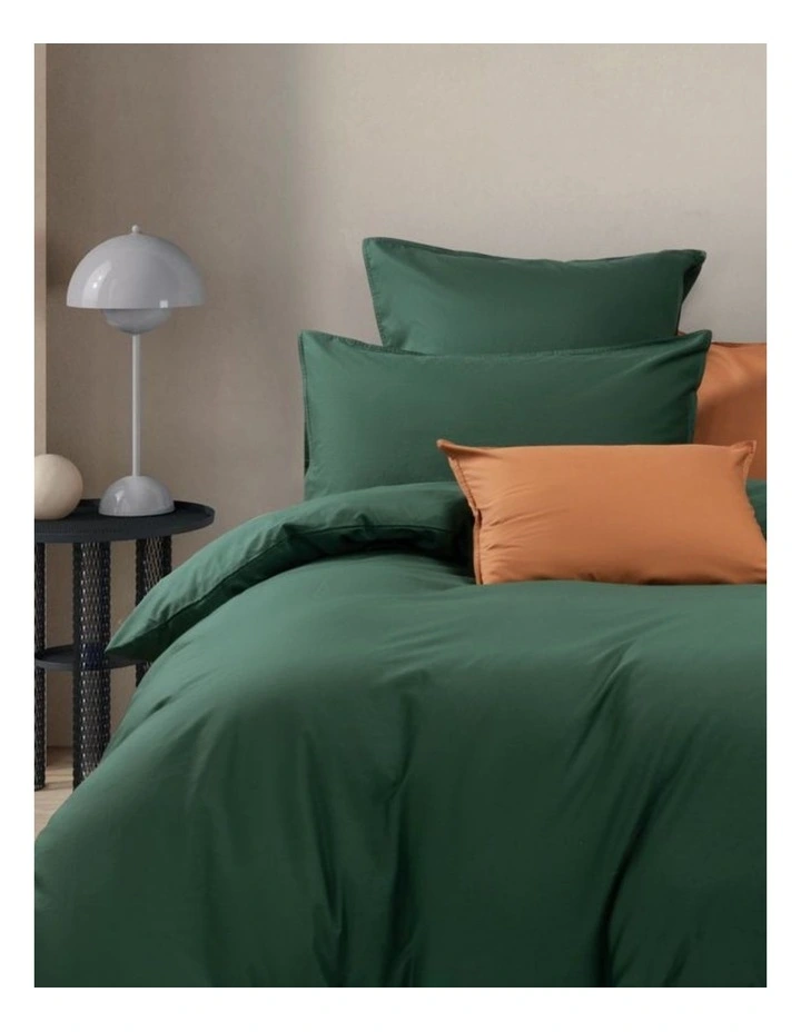 GIOIA CASA Vintage Washed Cotton Quilt Cover Set in Forest Green image 2