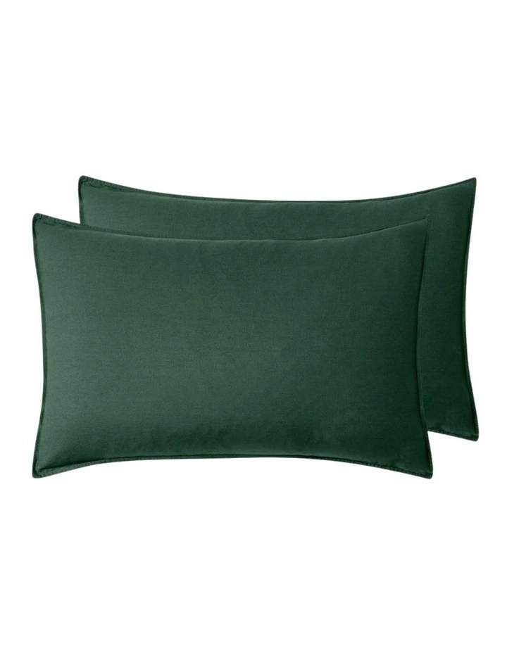 GIOIA CASA Vintage Washed Cotton Quilt Cover Set in Forest Green image 5