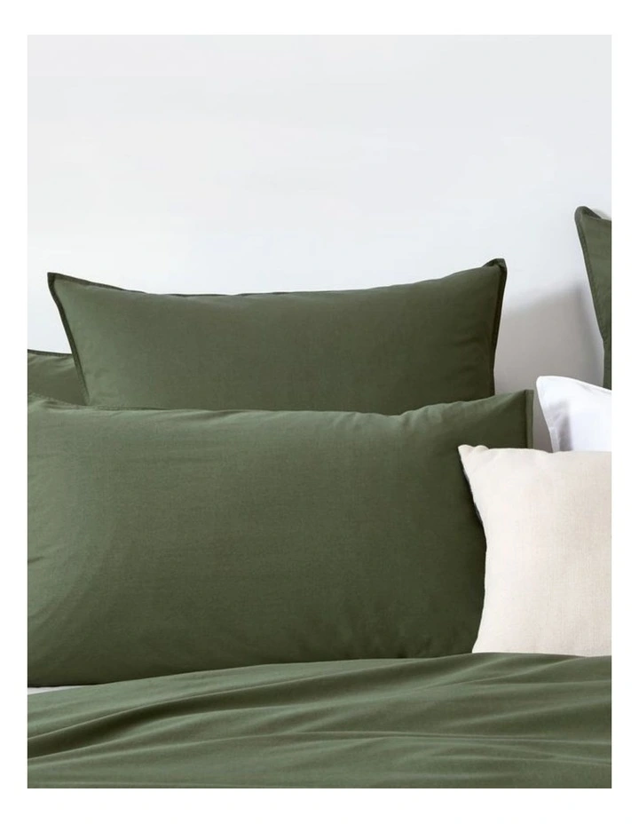 GIOIA CASA Vintage Washed Cotton Quilt Cover Set in Khaki Green image 2