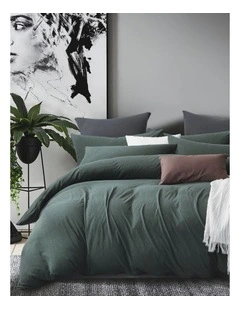 GIOIA CASA Jersey Cotton Quilt Cover Set in Forest Green