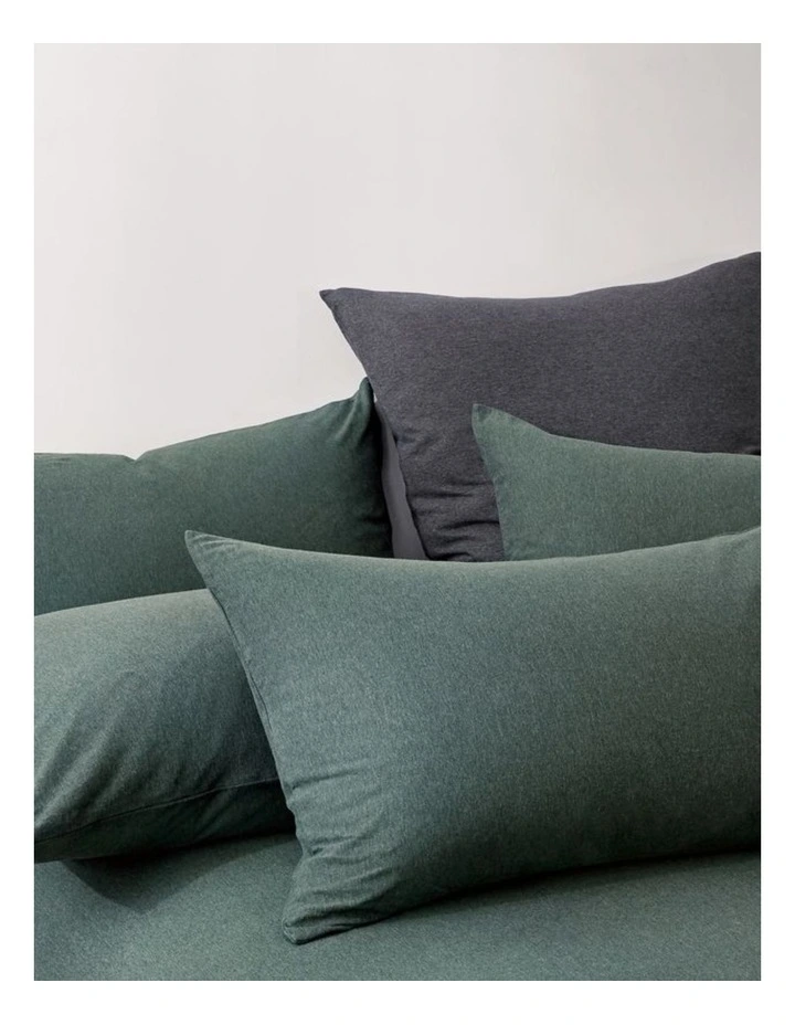 GIOIA CASA Jersey Cotton Quilt Cover Set in Forest Green image 5