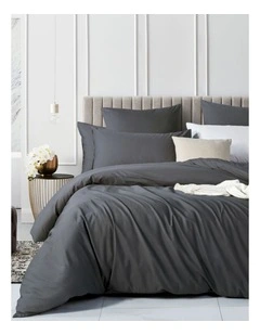 GIOIA CASA Vintage Washed Cotton Quilt Cover Set in Charcoal