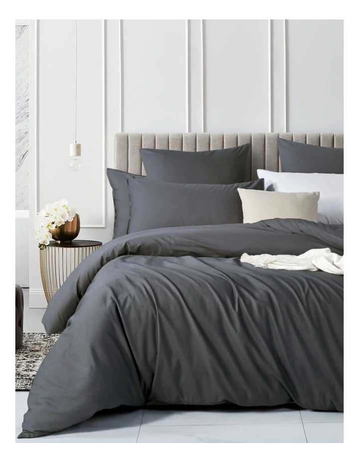 GIOIA CASA Vintage Washed Cotton Quilt Cover Set in Charcoal image 1