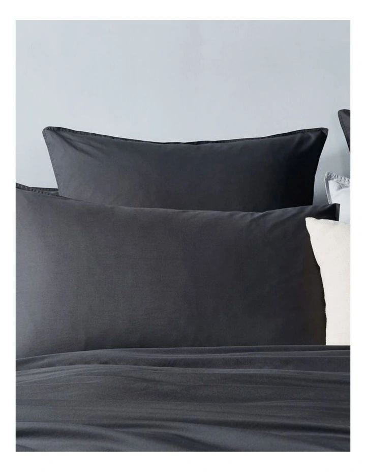 GIOIA CASA Vintage Washed Cotton Quilt Cover Set in Charcoal image 3
