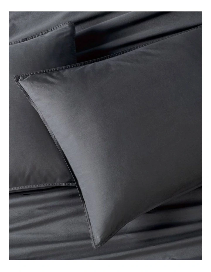 GIOIA CASA Vintage Washed Cotton Quilt Cover Set in Charcoal image 5