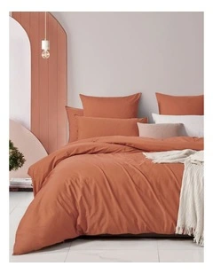 GIOIA CASA Vintage Washed Cotton Quilt Cover Set in Brick
