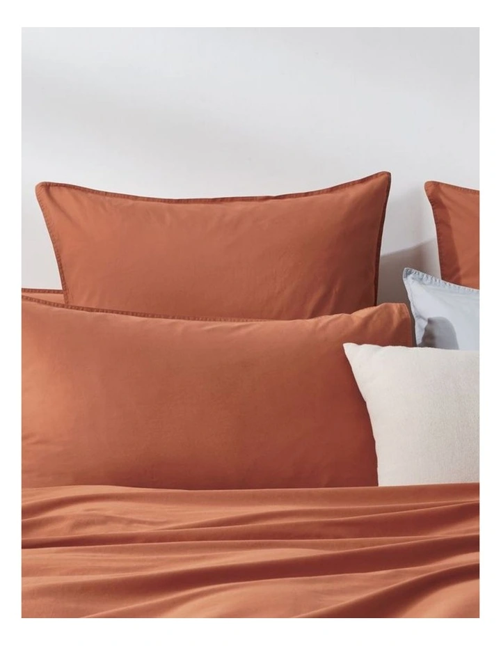 GIOIA CASA Vintage Washed Cotton Quilt Cover Set in Brick image 5