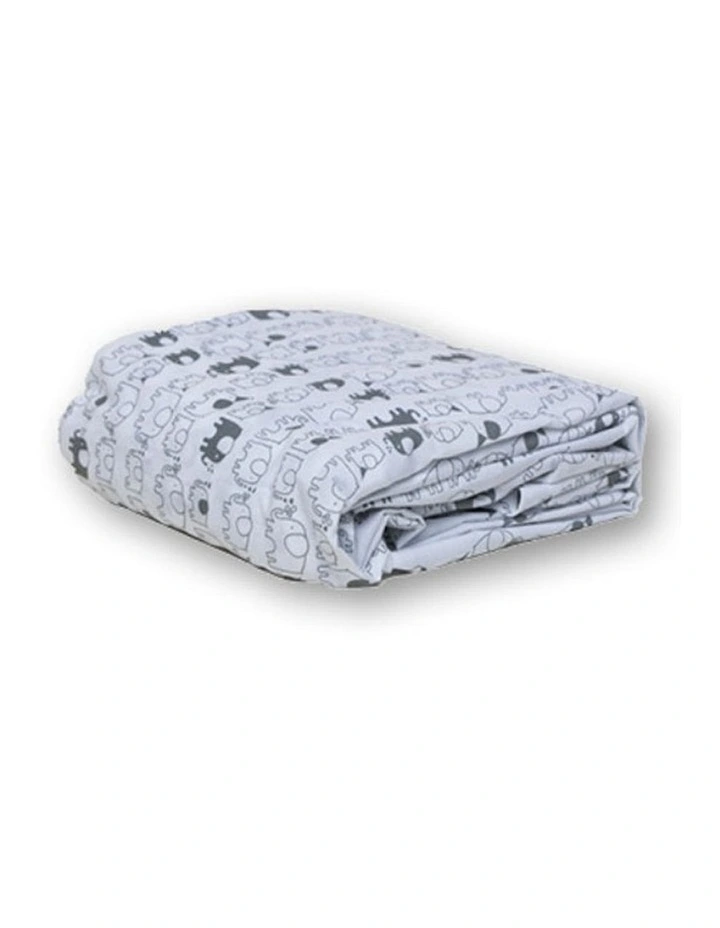 Printed Co-Sleeper Fitted Sheet Cotton Elephant Design 52x87x4cm image 2