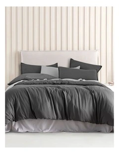 CleverPolly Vintage Washed Microfibre Quilt Cover Set in Grey