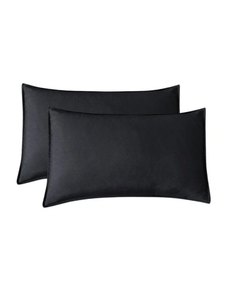 CleverPolly Vintage Washed Microfibre Quilt Cover Set in Black image 6