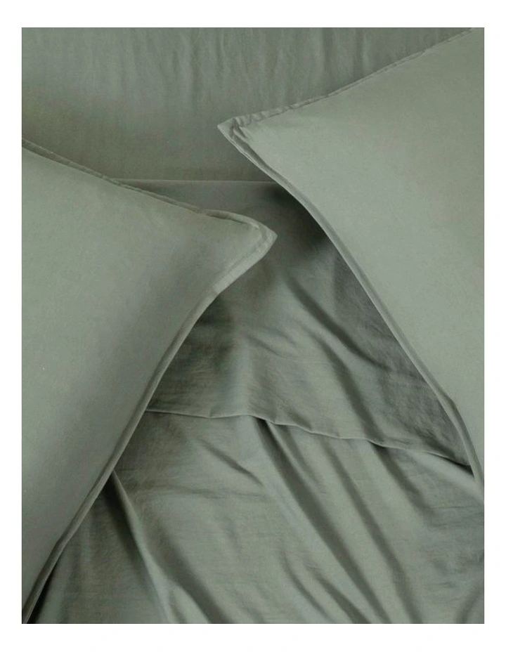 CleverPolly Vintage Washed Microfibre Quilt Cover Set in Khaki Green image 5