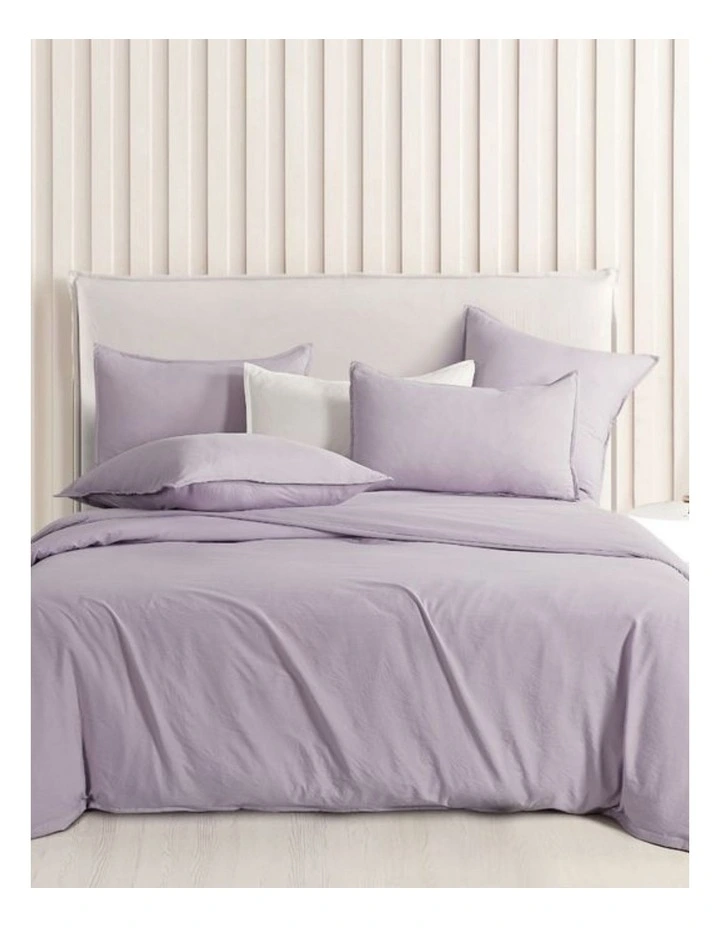 CleverPolly Vintage Washed Microfibre Quilt Cover Set in Lilac image 1