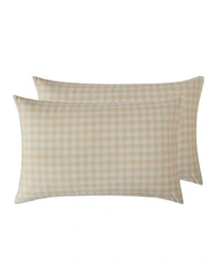 GIOIA CASA Yarn-Dyed Vintage Washed Cotton Standard Pillowcases in Oatmeal 2 Pack