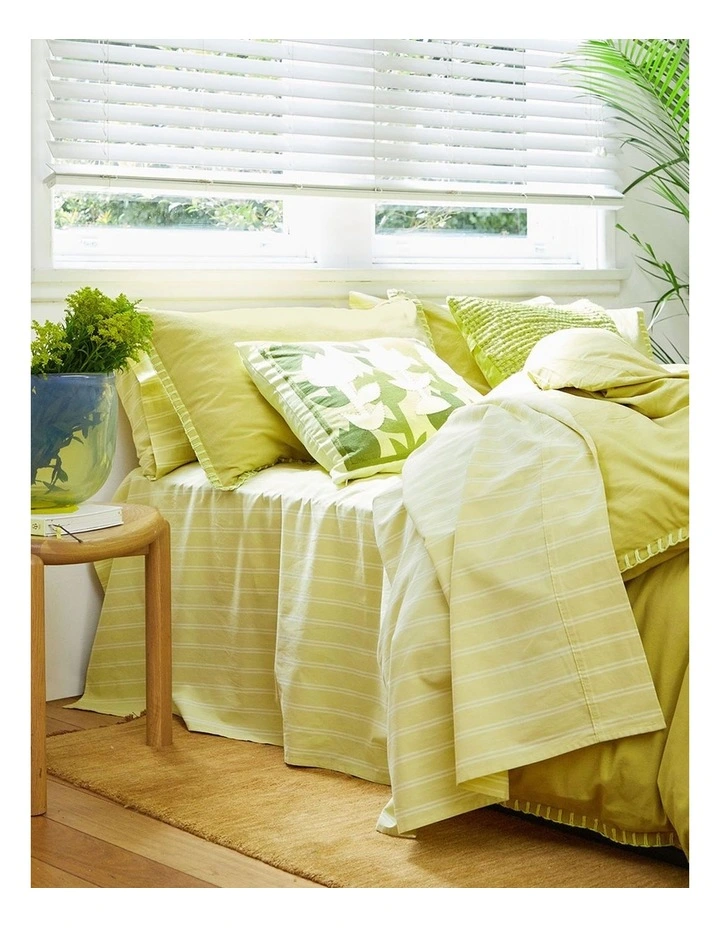 Blanket Stitch Lime Quilt Cover Set image 2