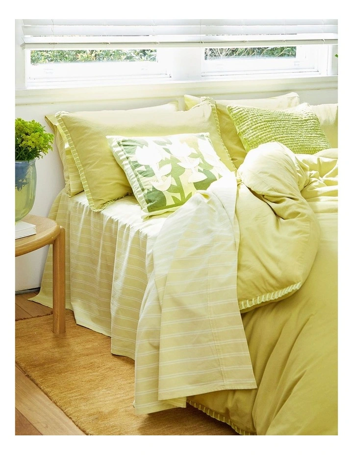 Blanket Stitch Lime Quilt Cover Set image 3