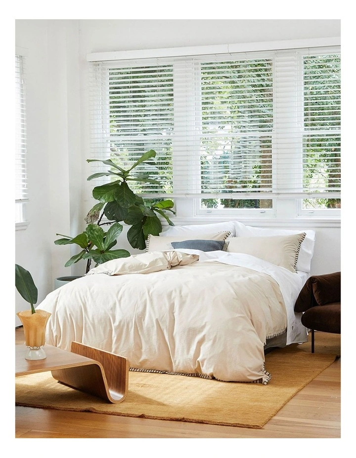 Blanket Stitch Oatmeal Quilt Cover Set image 1