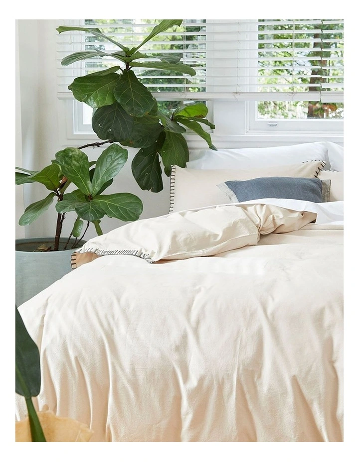 Blanket Stitch Oatmeal Quilt Cover Set image 2