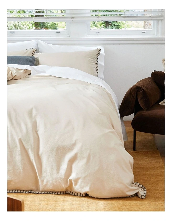 Blanket Stitch Oatmeal Quilt Cover Set image 3