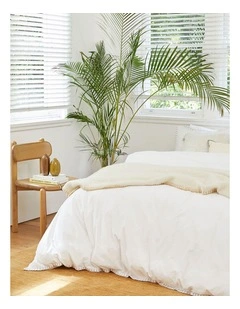 Blanket Stitch White Quilt Cover Set