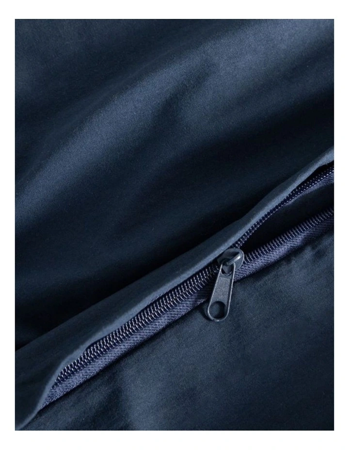 CleverPolly Vintage Washed Microfibre Quilt Cover Set in Navy Blue image 3