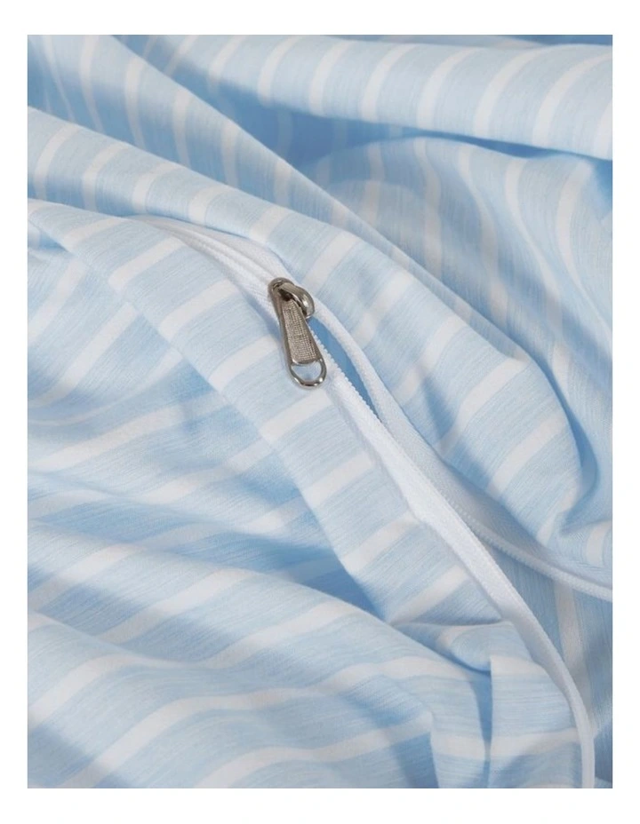 CleverPolly Yarn-Dyed Microfibre Stripe Quilt Cover Set in Blue image 2