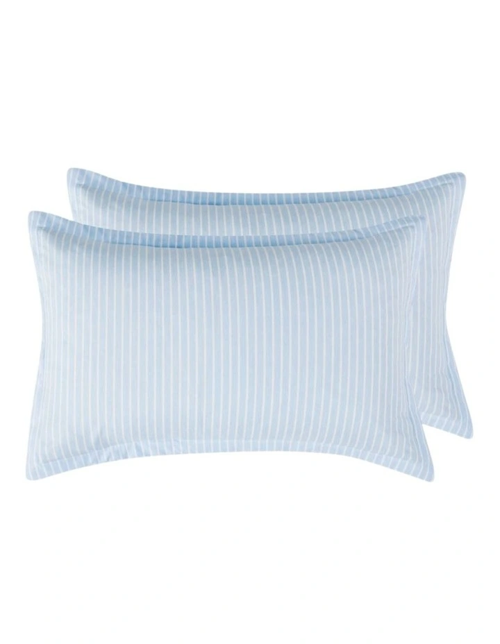 CleverPolly Yarn-Dyed Microfibre Stripe Quilt Cover Set in Blue image 4