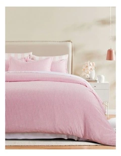 CleverPolly Yarn-Dyed Microfibre Stripe Quilt Cover Set in Pink