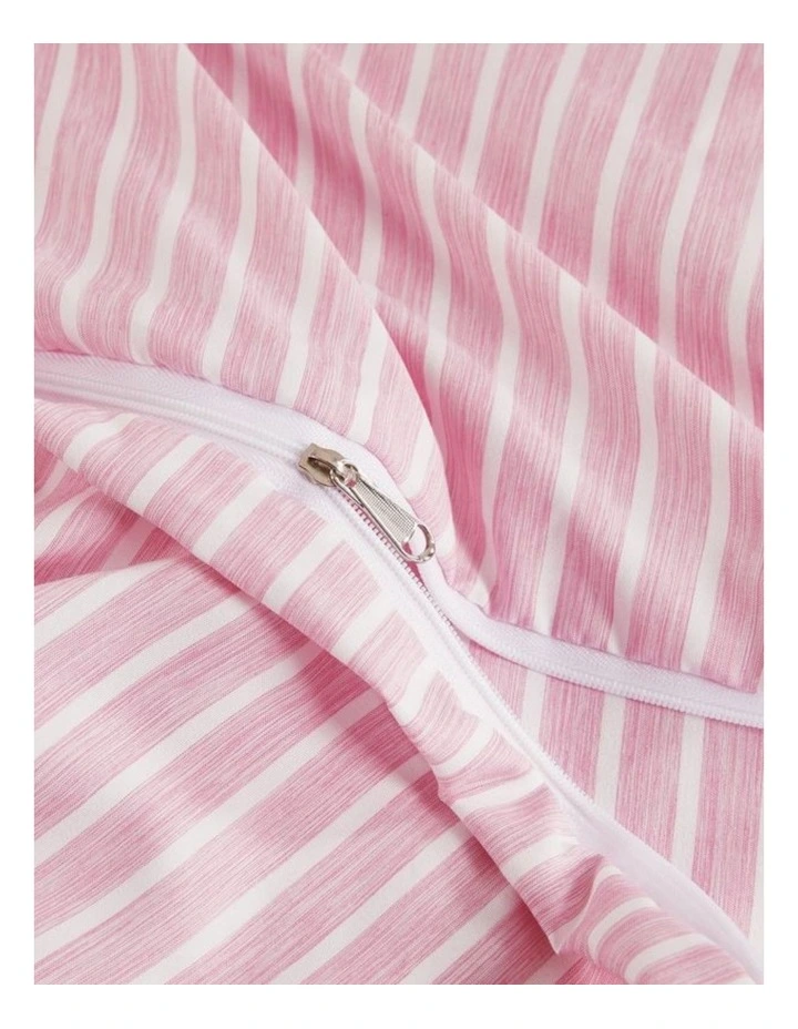 CleverPolly Yarn-Dyed Microfibre Stripe Quilt Cover Set in Pink image 2
