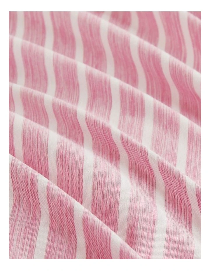 CleverPolly Yarn-Dyed Microfibre Stripe Quilt Cover Set in Pink image 3