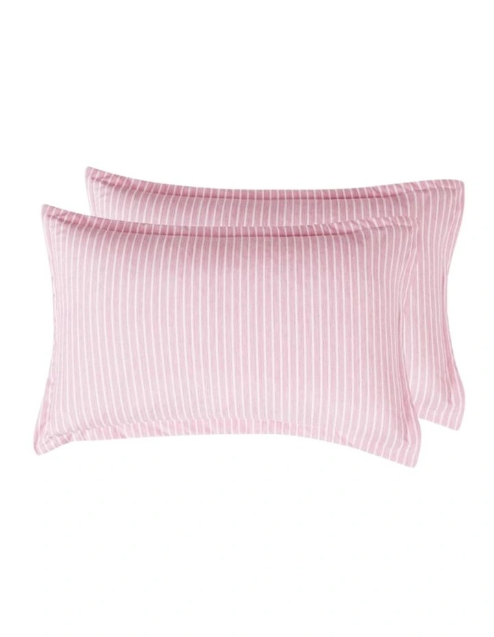 CleverPolly Yarn-Dyed Microfibre Stripe Quilt Cover Set in Pink image 4