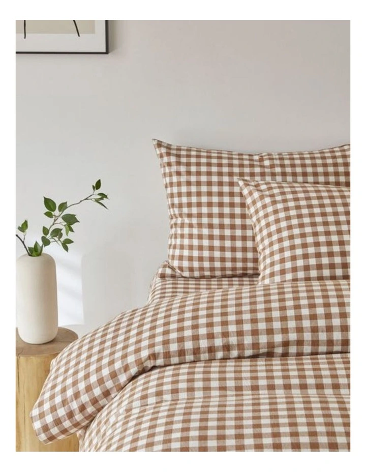 GIOIA CASA Yarn-Dyed Vintage Washed Cotton Quilt Cover Set in Brown image 2