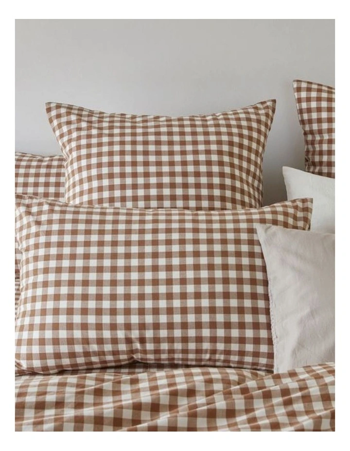 GIOIA CASA Yarn-Dyed Vintage Washed Cotton Quilt Cover Set in Brown image 3