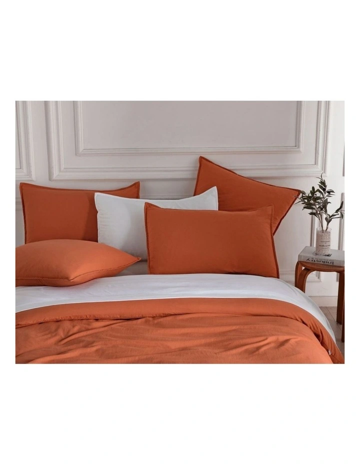 CleverPolly Vintage Washed Microfibre Quilt Cover Set in Terracotta image 2