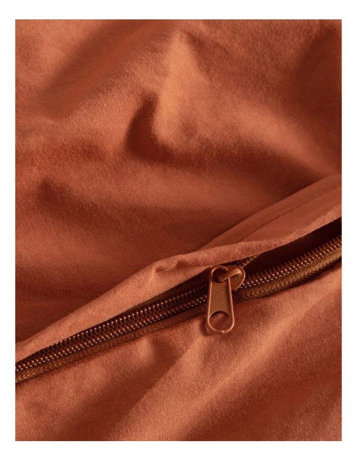 CleverPolly Vintage Washed Microfibre Quilt Cover Set in Terracotta image 3